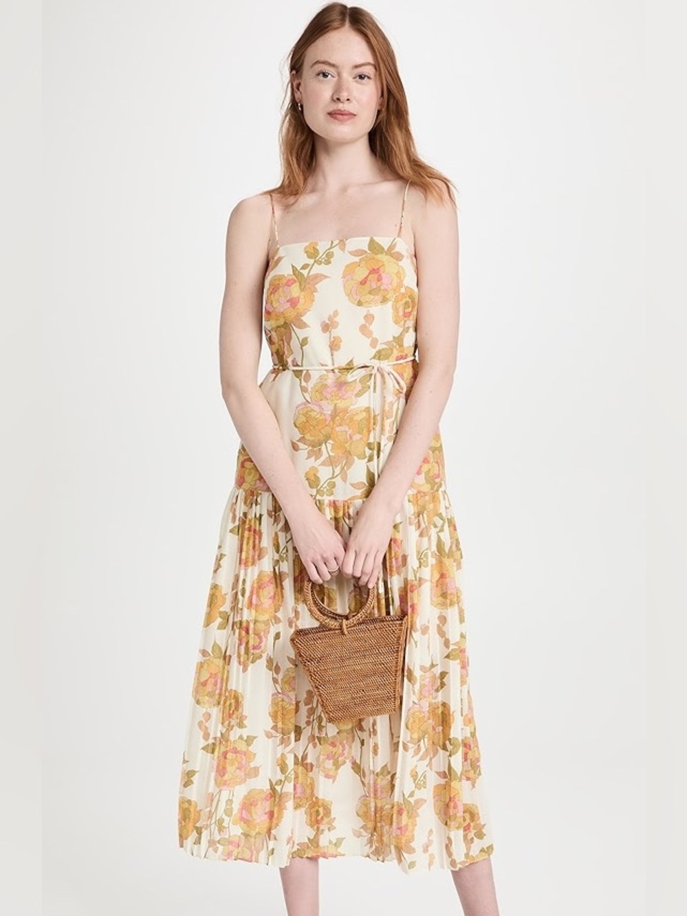 Rebecca Taylor Wild Peony Pleated Midi Dress